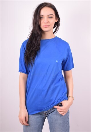BENETTON WOMENS VINTAGE T-SHIRT TOP LARGE BLUE 90'S