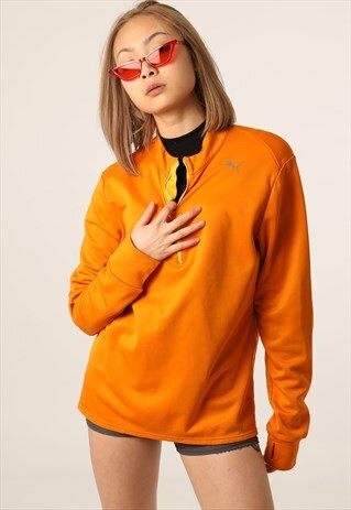VINTAGE PUMA PRINTED LOGO 1/4 ZIP SWEATSHIRT