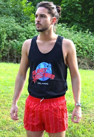 VINTAGE 80S SHINY SPRINTER SHORTS - GYM - MEDIUM