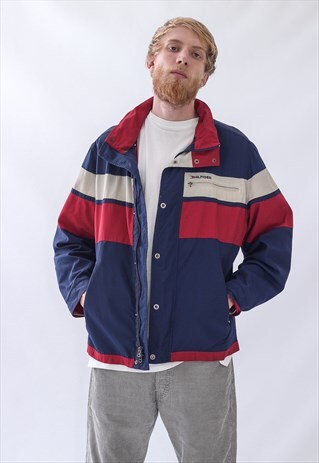 VINTAGE MENS TOMMY HILFIGER BIG LOGO WINDBREAKER JACKET