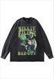 Billie Eilish t-shirt vintage wash top singer print long tee