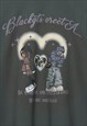ANIME PRINT T-SHIRT CARTOON TEE GRUNGE HIP-HOP TOP IN GREY