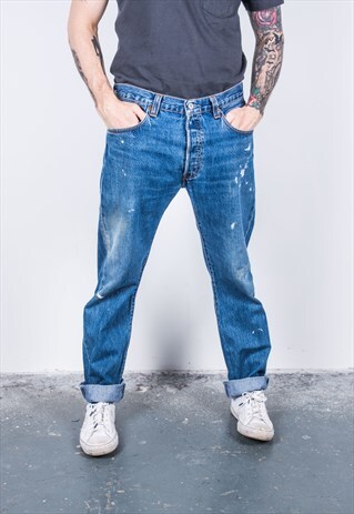 VINTAGE BLUE LEVI'S 501 PAINT JEANS