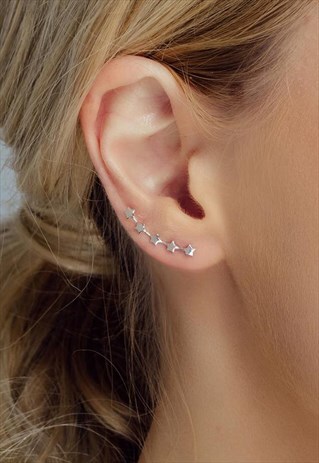SILVER FIVE LITTLE STARS EAR CLIMBER (SILVER)