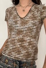Y2K Vintage Morgan de Toi Monogram Print T Shirt