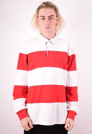 TOMMY HILFIGER MENS VINTAGE SWEATSHIRT JUMPER XL RED 90S