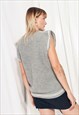 VINTAGE KNIT VEST 80S HANDMADE GREY PREPPY WAISTCOAT