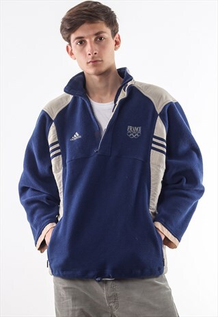 VINTAGE ADIDAS FRANCE OLYMPIC PULLOVER 90S BLUE BEIGE