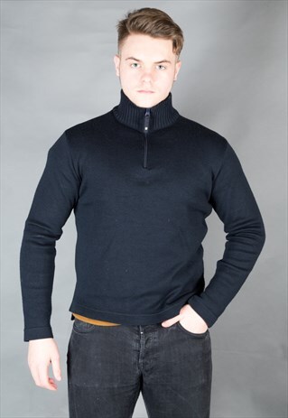 VINTAGE 90S ARMANI KNITTED JUMPER WITH 1/4 ZIP
