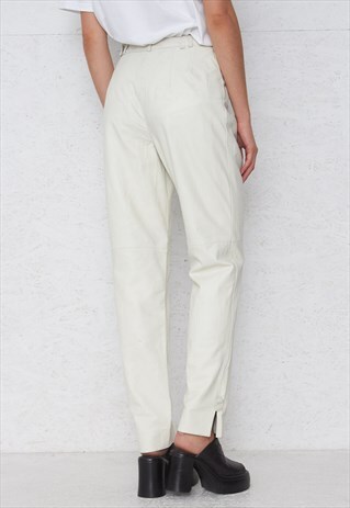 VINTAGE WHITE LEATHER TROUSERS BOTTOMS