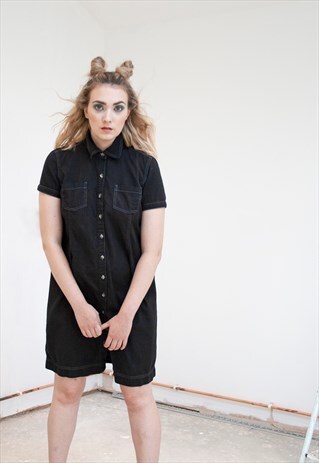 NOIR UP-CYCLECD BUTTON UP DRESS