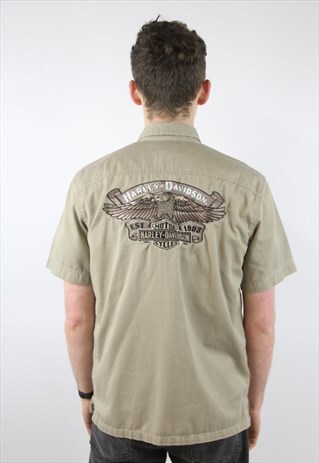 VINTAGE HARLEY DAVIDSON BEIGE GRAPHIC SHIRT