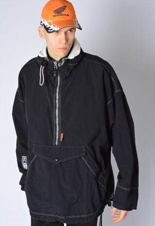 VINTAGE 90S BLACK SHELL ANORAK JACKET