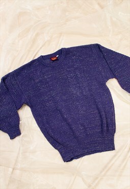 Vintage Knit Sweater 80s Xmas Oversized Jumper in Purple
