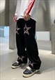 BLACK EMBROIDERED STAR DENIM JEANS PANTS TROUSERS