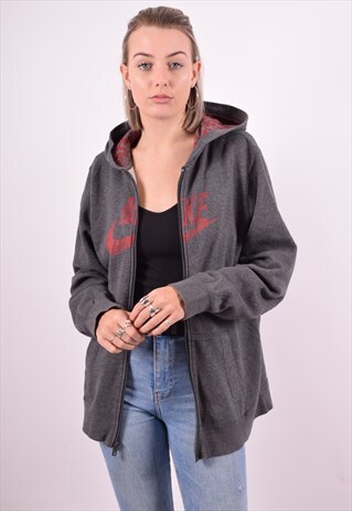 NIKE WOMENS VINTAGE HOODIE JACKET XL GREY 90'S