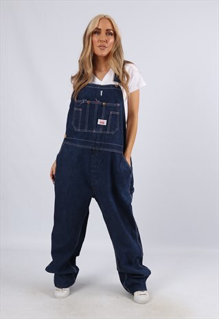 VINTAGE USA ROUND HOUSE DENIM DUNGAREES UK 18 2XL (F2AD)
