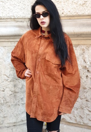 VINTAGE SUEDE SHIRT WESTERN COW-GIRL '90