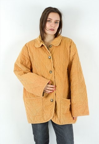 HAZAN QUILTED CORDUROY BARN JACKET CORD BUTTON UP COTTON