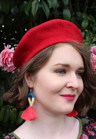 VINTAGE ST GEORGE RED WOOL BERET