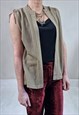 VINTAGE 70'S MUTED BROWN OPEN KNIT TIED SHOULDER TOP