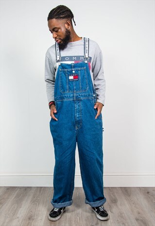 90'S VINTAGE TOMMY HILFIGER BLUE DENIM DUNGAREES