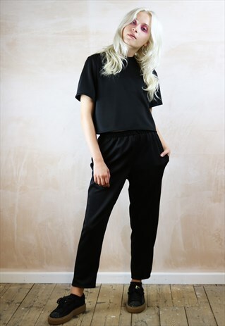 BLACK CROP PEG PANTS CO-ORDINATES