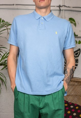 VINTAGE 90'S BABY BLUE RALPH LAUREN POLO SHIRT - XXL