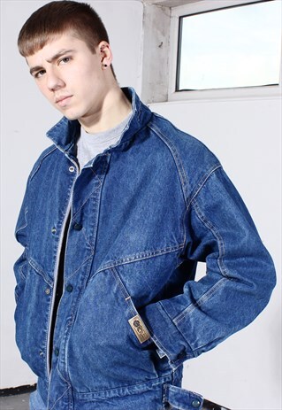 VINTAGE BLUE FLOWER BLUE DENIM JACKET
