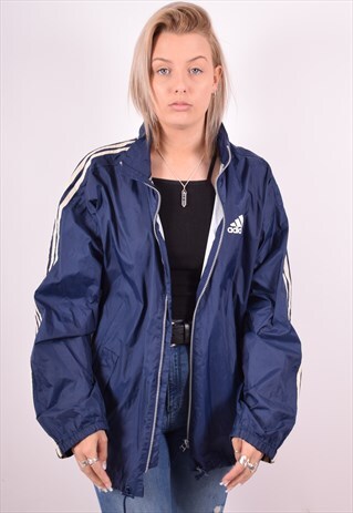 ADIDAS WOMENS VINTAGE RAIN JACKET XL BLUE 90S