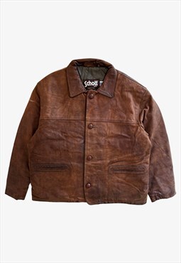 Vintage 80s Men's Schott Dark Brown Leather Jacket