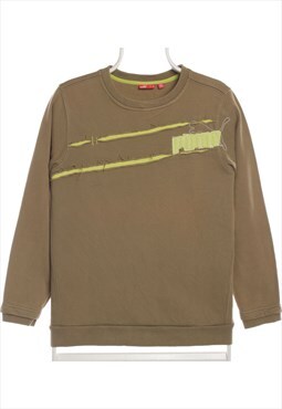Puma 90's Crewneck Spellout Cotton Sweatshirt Small Khaki Gr