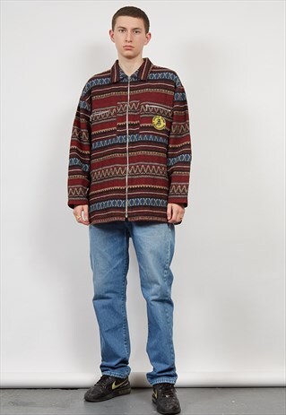 VINTAGE 80'S WORLD TRIBE PRODUCTIONS WOVEN WORKER JACKET