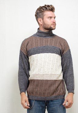 Vintage 90's Cotton Blend Sweater in Brown and Grey