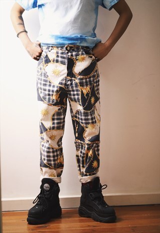 VINTAGE PRINTED SUMMER HIGH WAIST TROUSERS