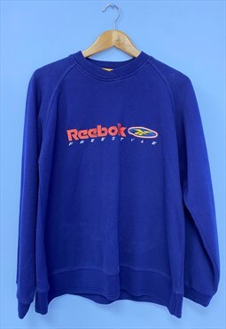 Vintage 90s Reebok Sweatshirt Blue Cotton