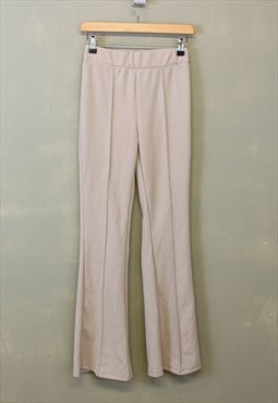 Vintage Y2K Flare Trousers Beige Bootcut Stretchy Fabric 