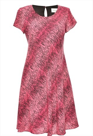 Vintage Pink & Black Zebra Print Dress - M