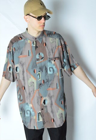 VINTAGE 90S ABSTRACT SHORT SLEEVE SHIRT