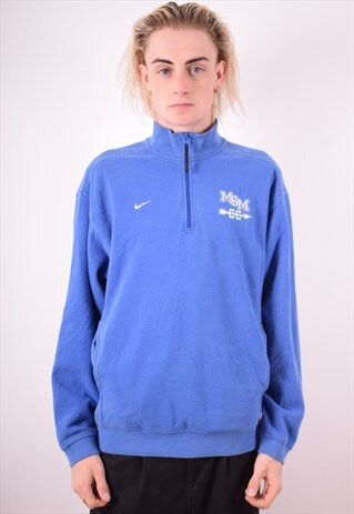 NIKE MENS VINTAGE SWEATSHIRT JUMPER SMALL BLUE 90S