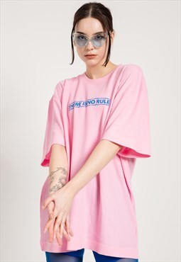 Extreme Oversized T-shirt Dress in Pink with Print