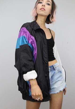 VINTAGE 80S 90S OVERSIZED SHELL SUIT FESTIVAL JACKET