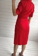 VINTAGE 80S RED FITTED BODY HUGGING FITTED MIDI DRESS