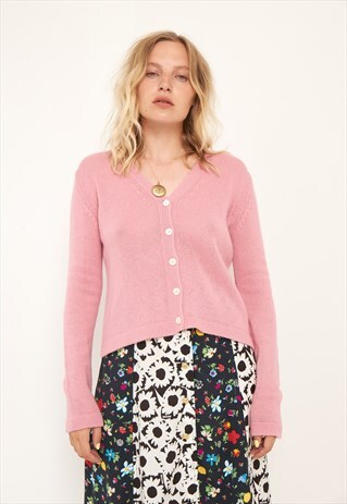VINTAGE PINK CASHMERE CARDIGAN