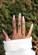 GREEN ONYX 'KITE' STERLING SILVER ADJUSTABLE RING