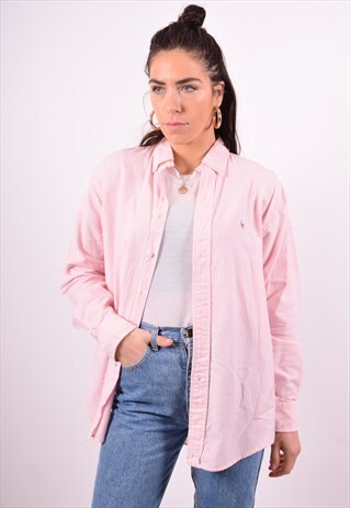 RALPH LAUREN WOMENS VINTAGE SHIRT SMALL PINK OVERSIZED 90'S