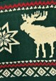 VINTAGE KNITTED JUMPER REINDEER PATTERNED KNIT SWEATER