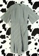 VINTAGE Y2K GREY HOUNDSTOOTH CHECKED ASYMMETRIC MINI DRESS