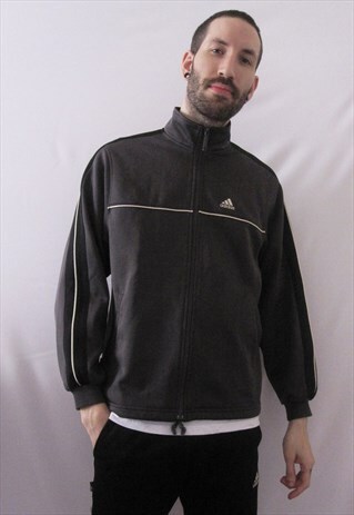 VINTAGE ADIDAS DARK GREY TRACKSUIT TOP / JACKET