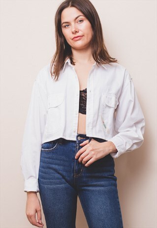 LEVIS WHITE BOX CROP SHIRT